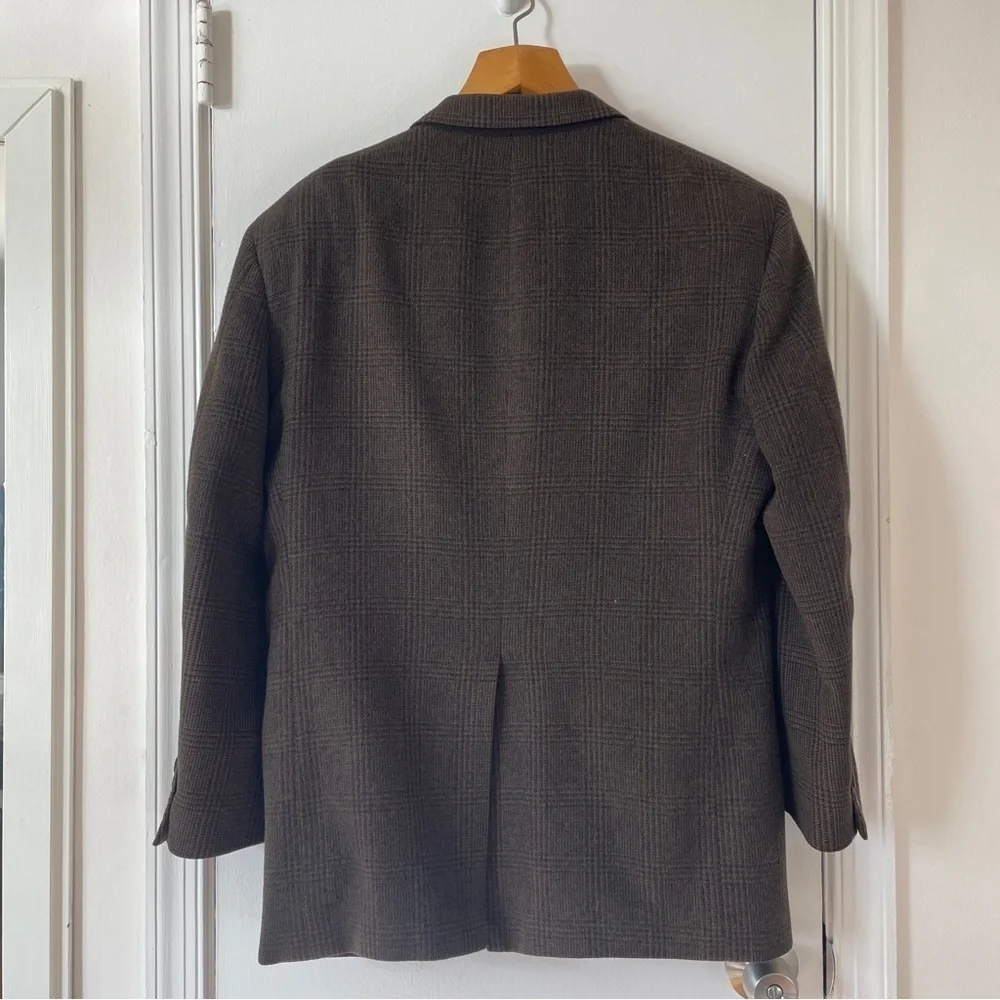 Vintage Brown Plaid Pincus Brothers Maxwell Nordstrom 100% Camel Hair Blazer 42R